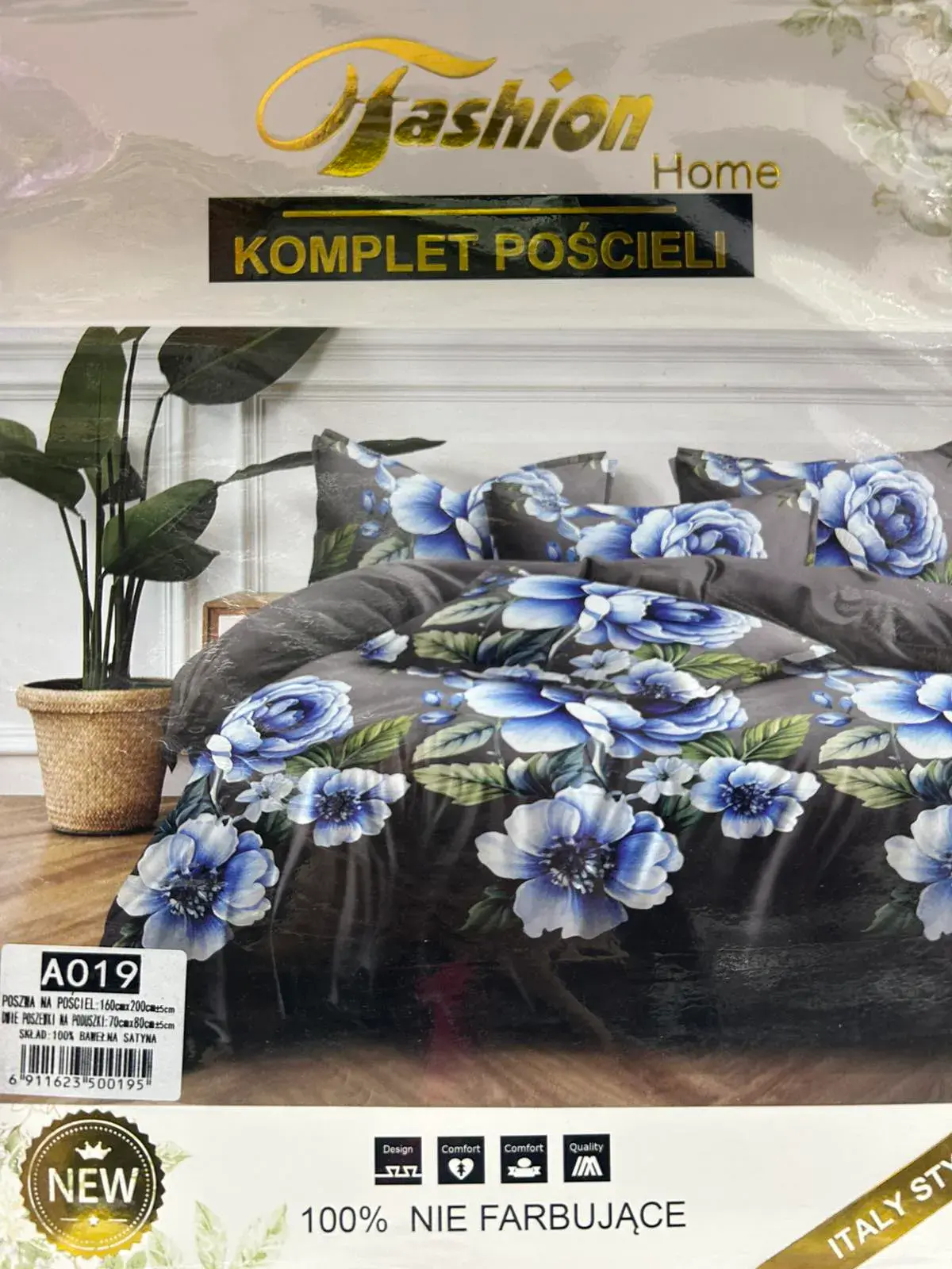 Komplet Pościeli Fashion Home Satyna Bawełna 160x200cm 3cz, w wielu kolorach – wzór 2