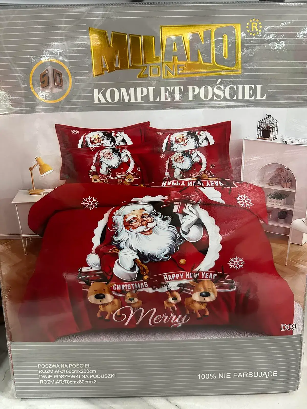 Komplet Pościeli 3CZ 160/200 Milano Santa Claus Merry Christmas