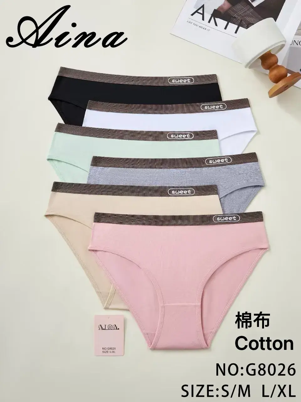 Majtki damskie Aina Sweet bawełna S/M L/XL 5 szt