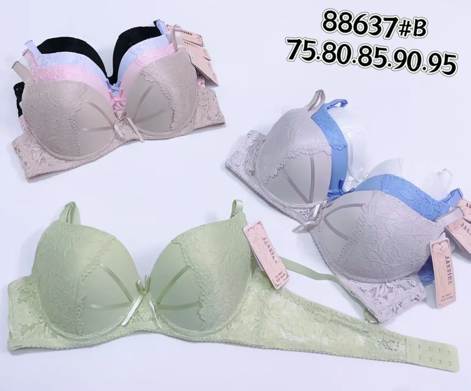 Biustonosz damski push-up koronka różne kolory