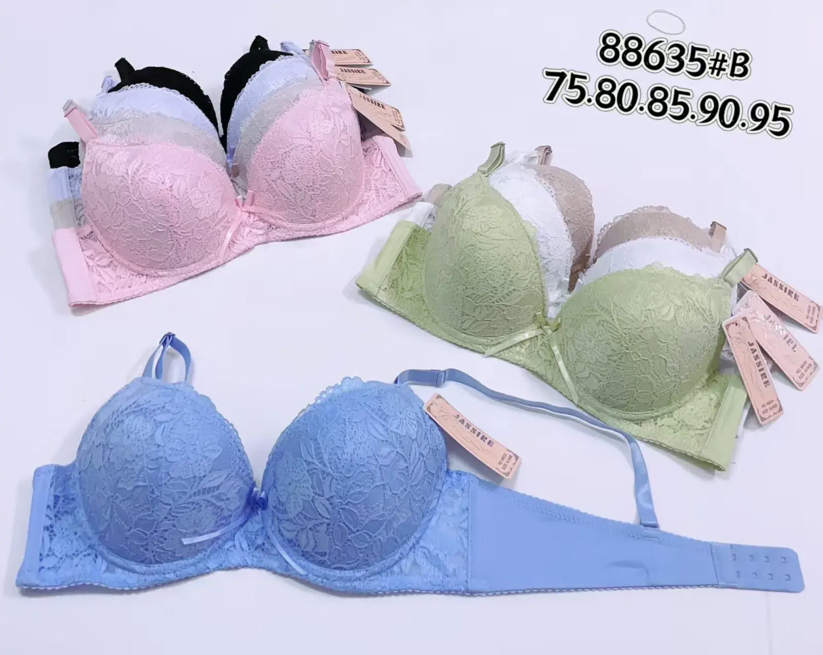 Biustonosz damski koronkowy push-up, w wielu kolorach