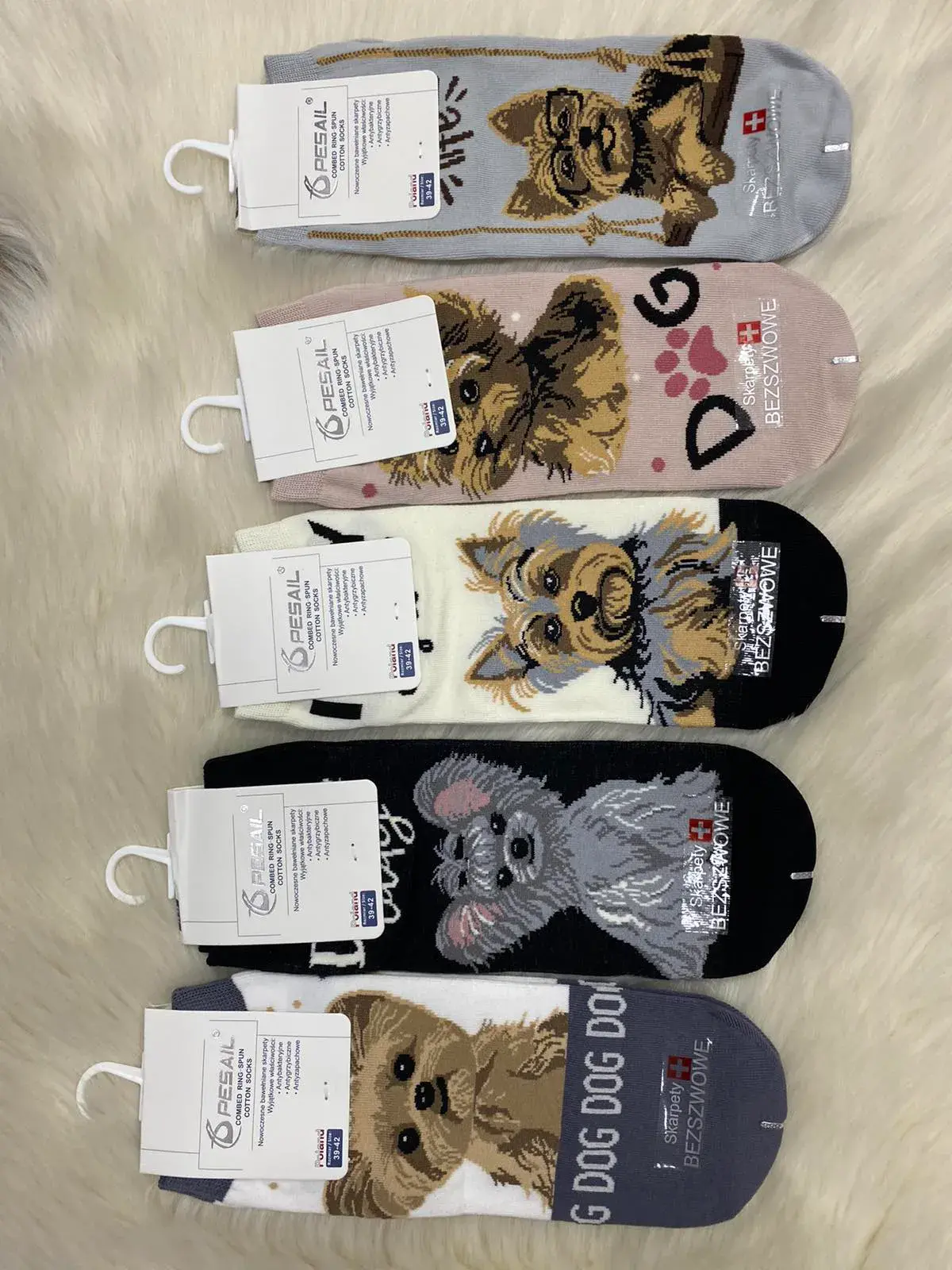 Skarpetki damskie z motywem psa Yorka, 5 kolorów