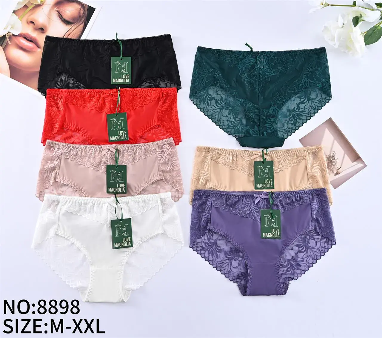 Majtki damskie koronkowe M-XXL, 8 kolorów