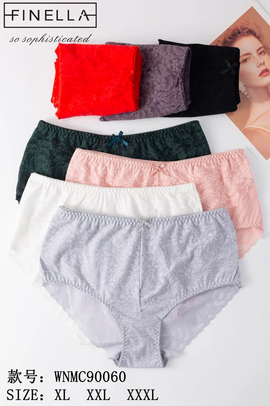 Majtki damskie Finella koronkowe XL-XXXL 5 szt mix kolorów