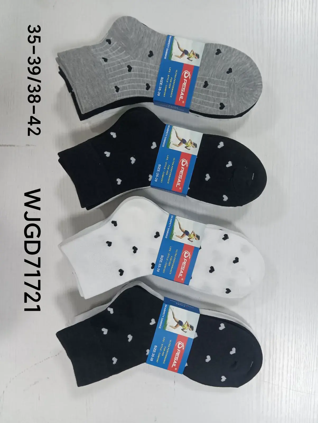 Skarpetki damskie ankle szare/czarne/białe