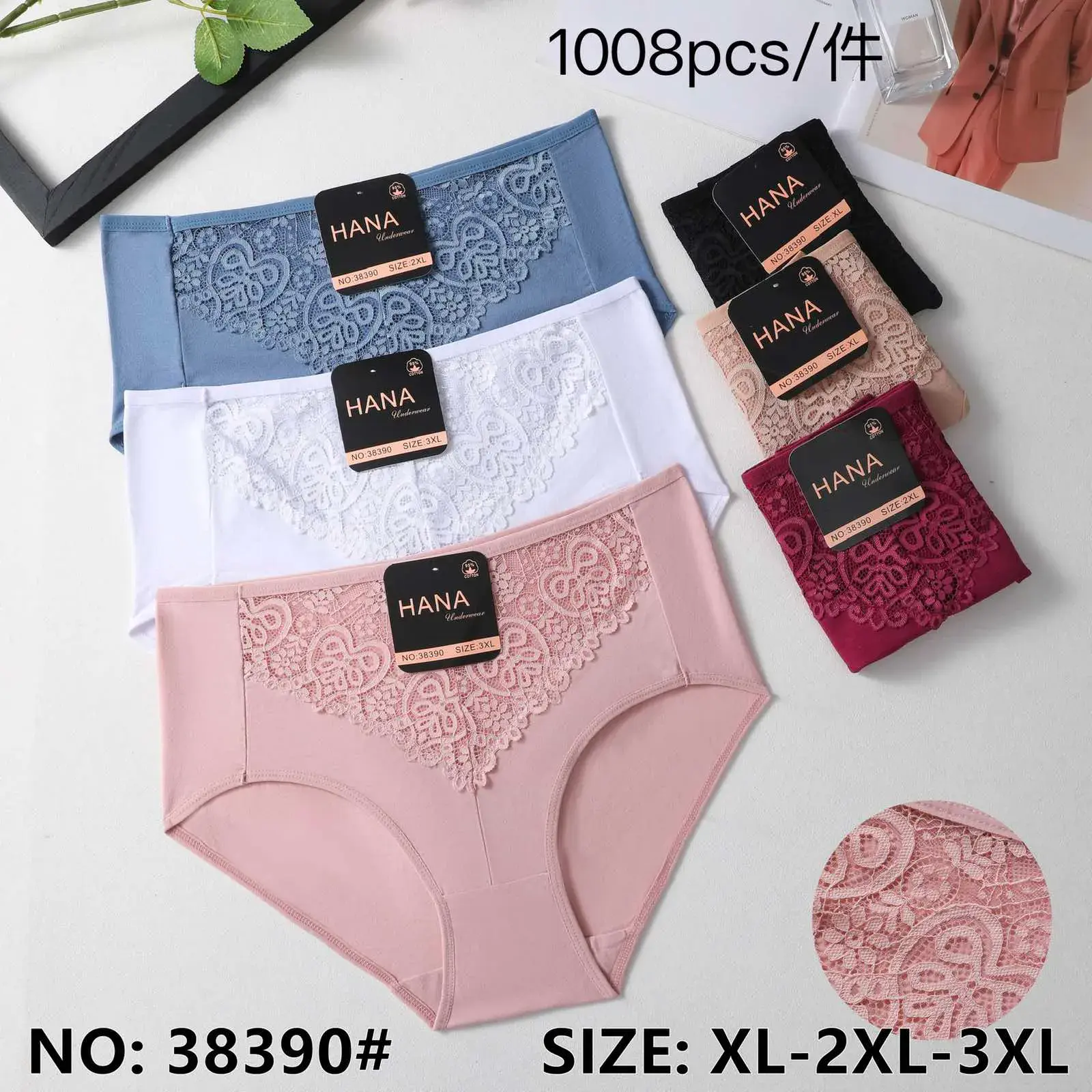 Majtki damskie HANA XL-2XL-3XL koronka 6 kolorów, w wielu kolorach