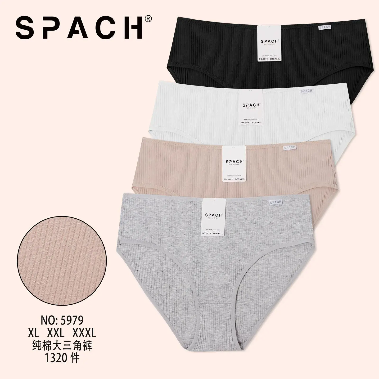 Majtki damskie SPANXACH XL-XXL 4 szt. czarny/biały/beżowy/szary