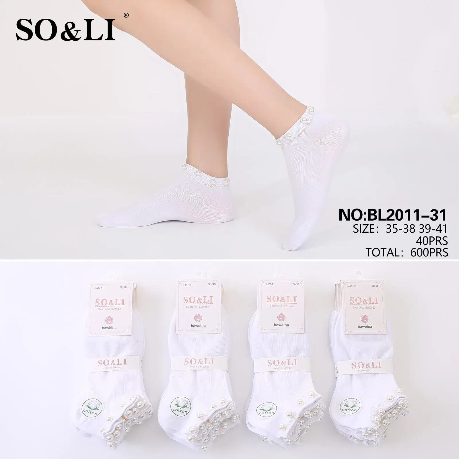 Skarpetki damskie SO&LI białe rozmiar – wzór 2