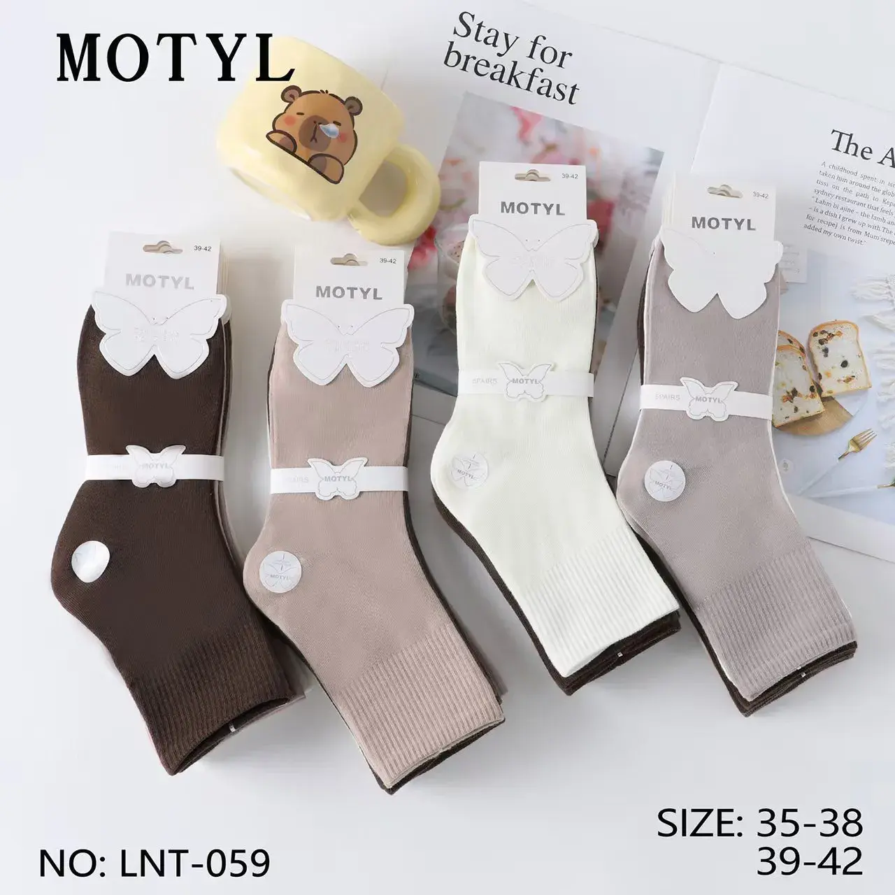Skarpetki damskie Motyl z kokardą 4 pary roz. 35-38