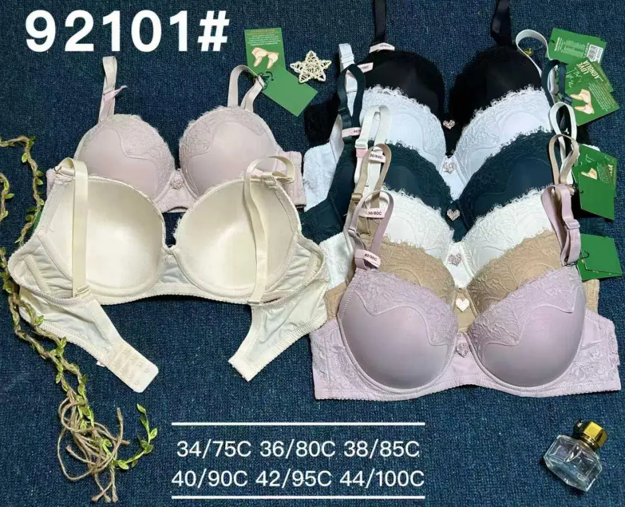Biustonosz damski push-up koronka, rozmiary 34/75C-44/100C