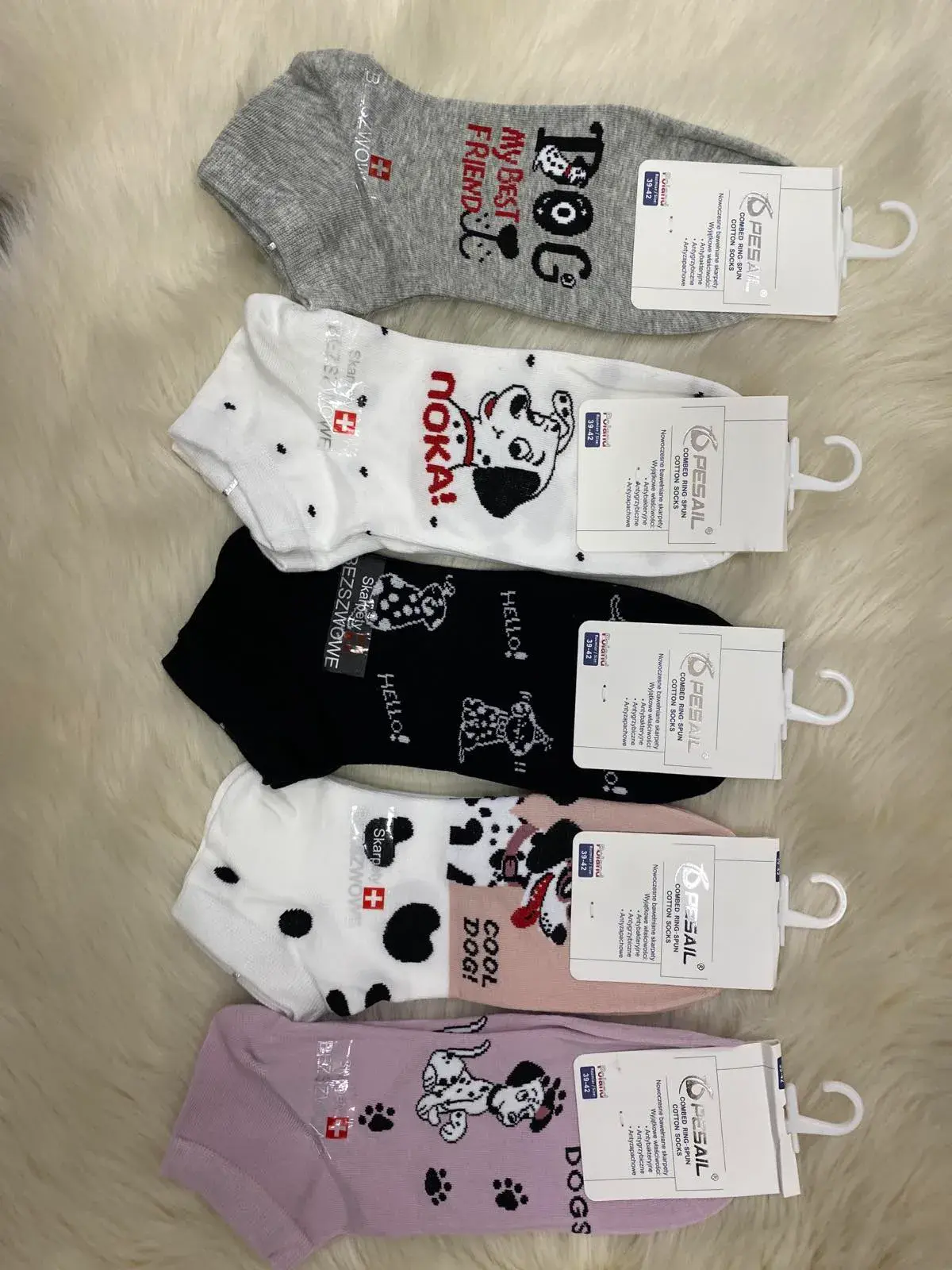 Skarpetki damskie z motywem psa, zestaw kolorów, w wielu kolorach