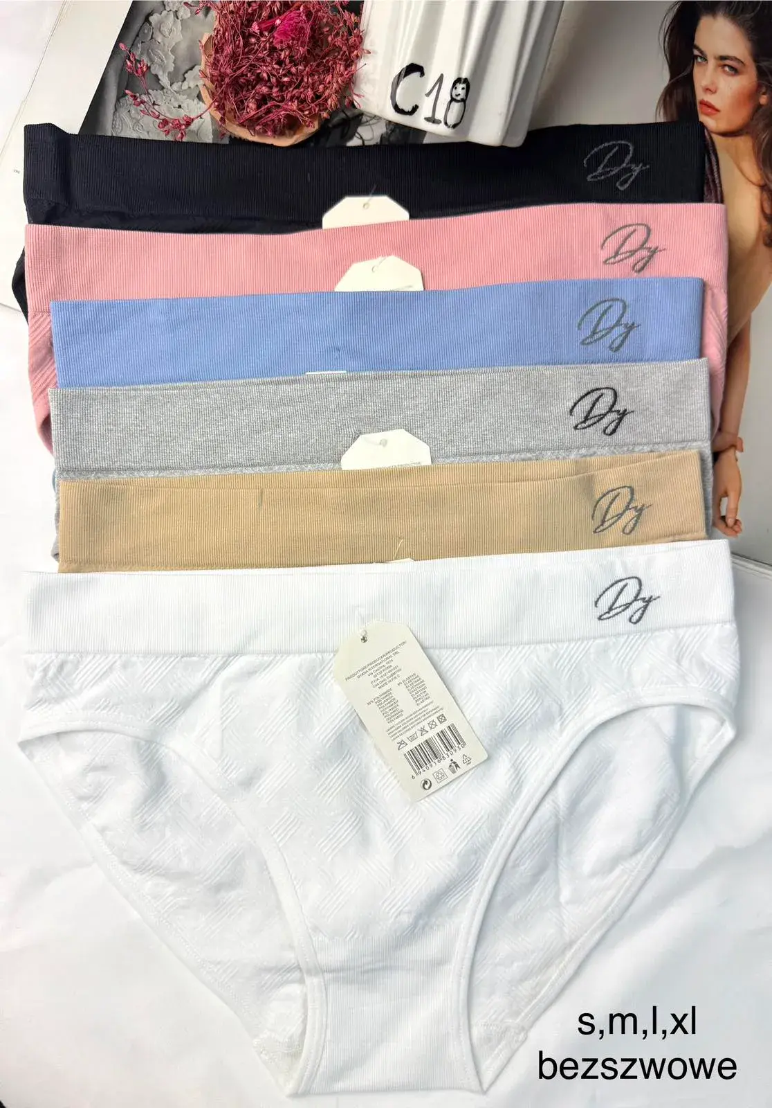 Majtki damskie bezszwowe S-M-L-XL, 5 szt. multikolor