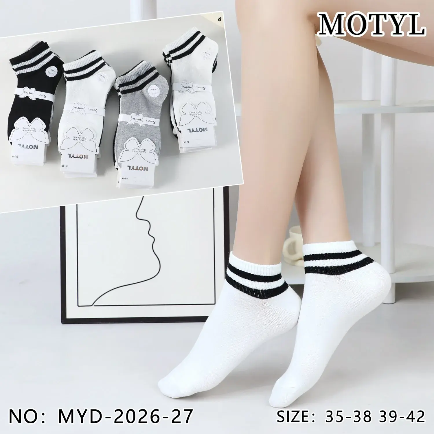 Skarpetki damskie Motyle 35-38 39-42, 5 par