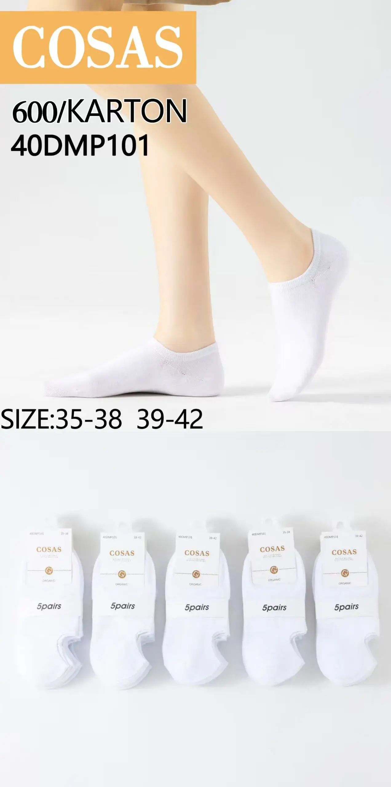 Skarpetki damskie białe niskie COSASAS 35-38/39-42
