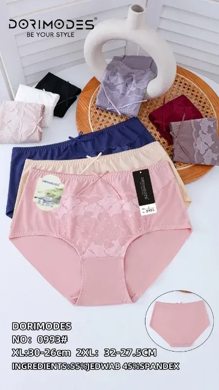 Majtki DORIMODES damskie XL różowe z koronką 95% nylon 5% spandex