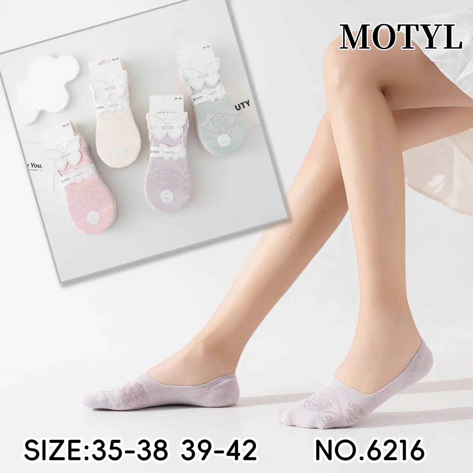 Skarpetki damskie motyle 4 pary rozmiary 35-38/39-42