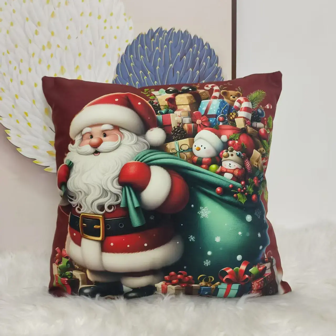 Poszewki świąteczne z Mikołajem 40x40cm, w wielu kolorach – wzór 12