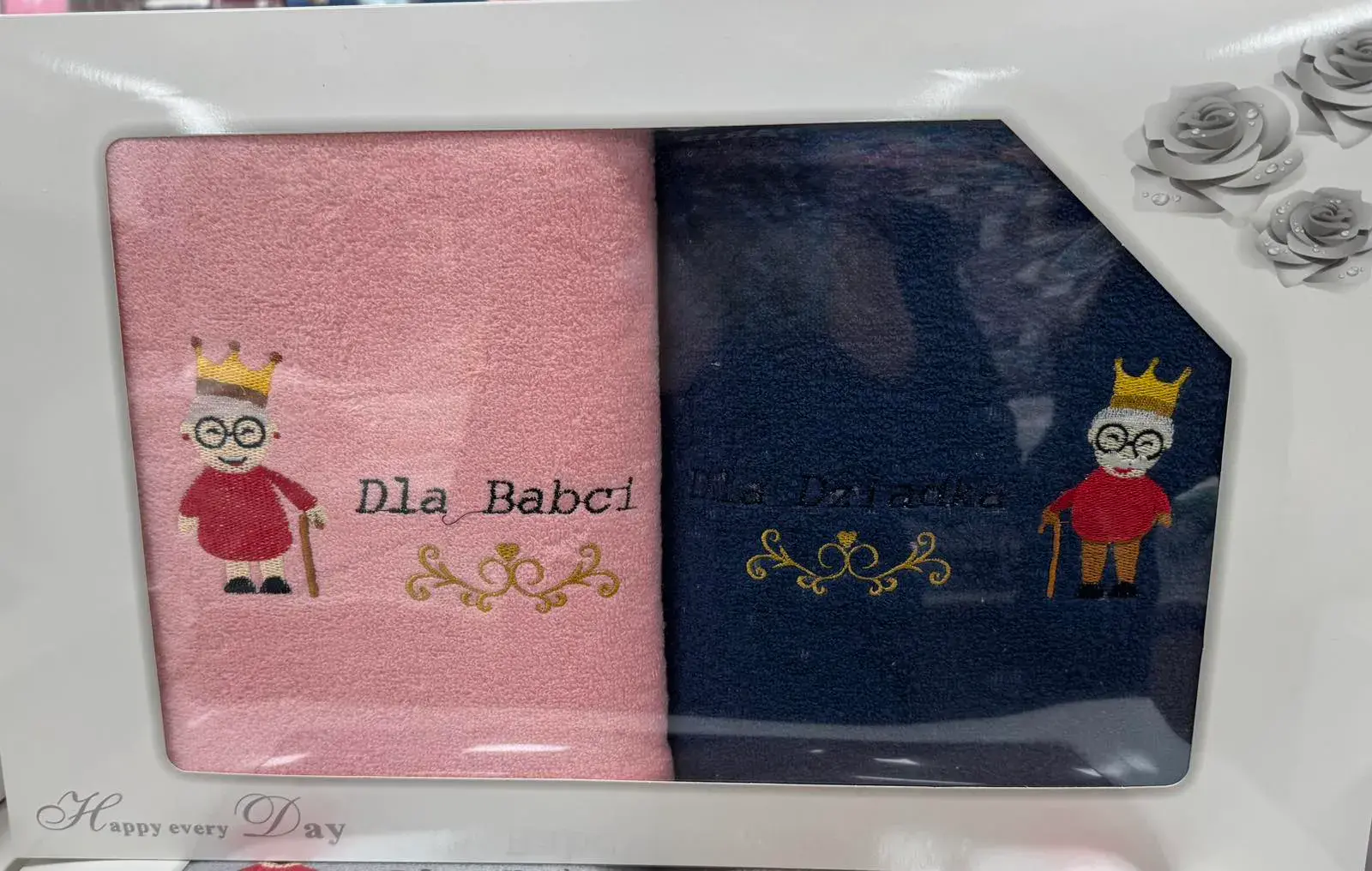 Ręczniki Babcia & Dziadek 70/140, kolor pudrowy róż
