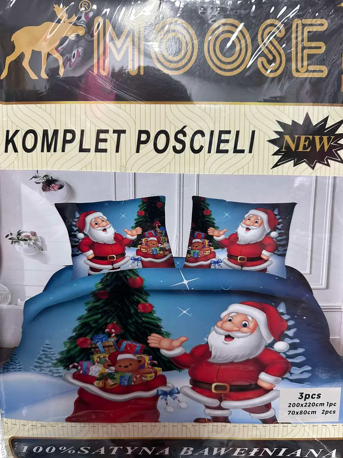 Komplet Pościeli 3cz Santa Claus 200/220 cm