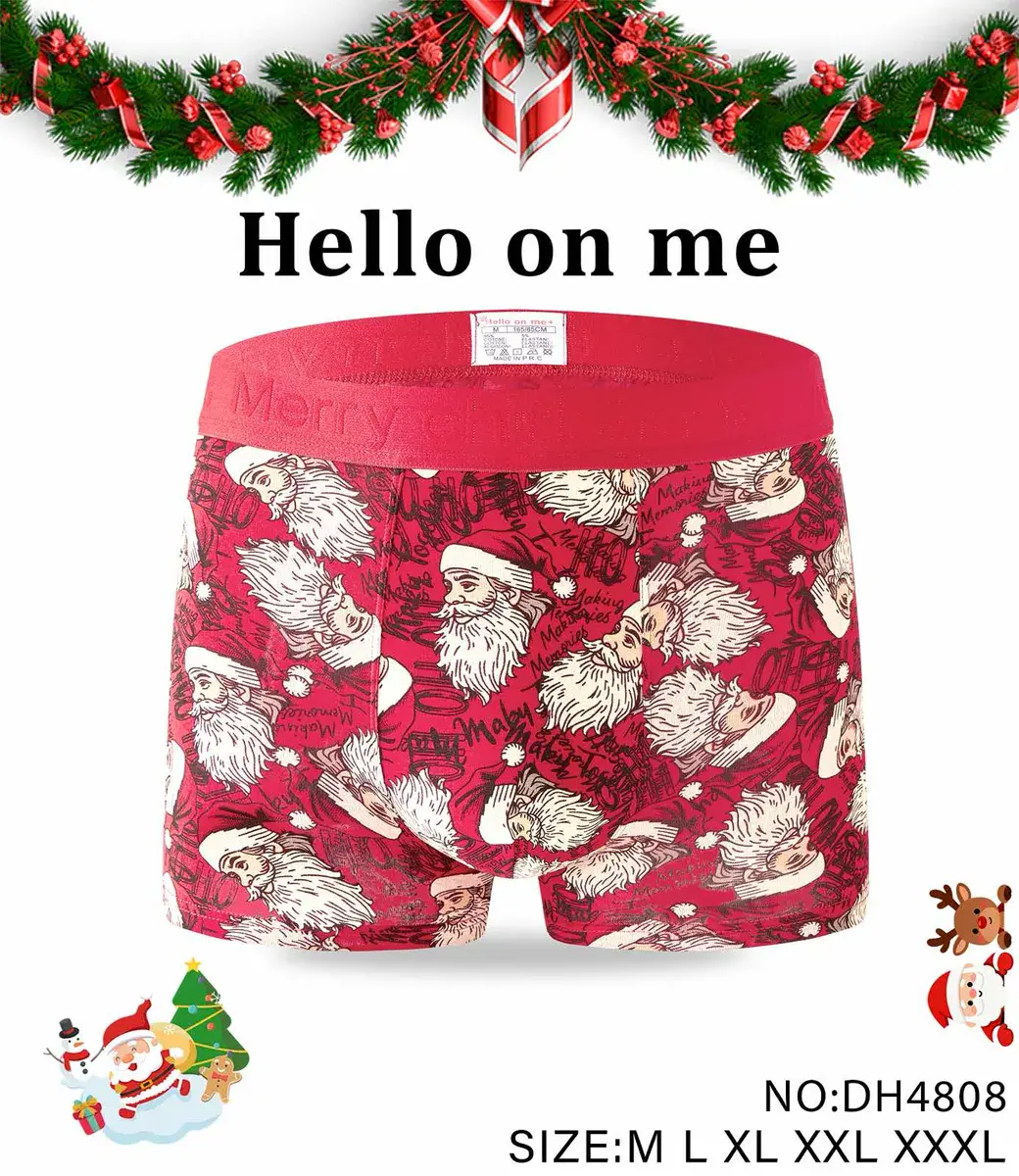 Bokserki męskie czerwone z motywem św. Mikołaja Hello on me
