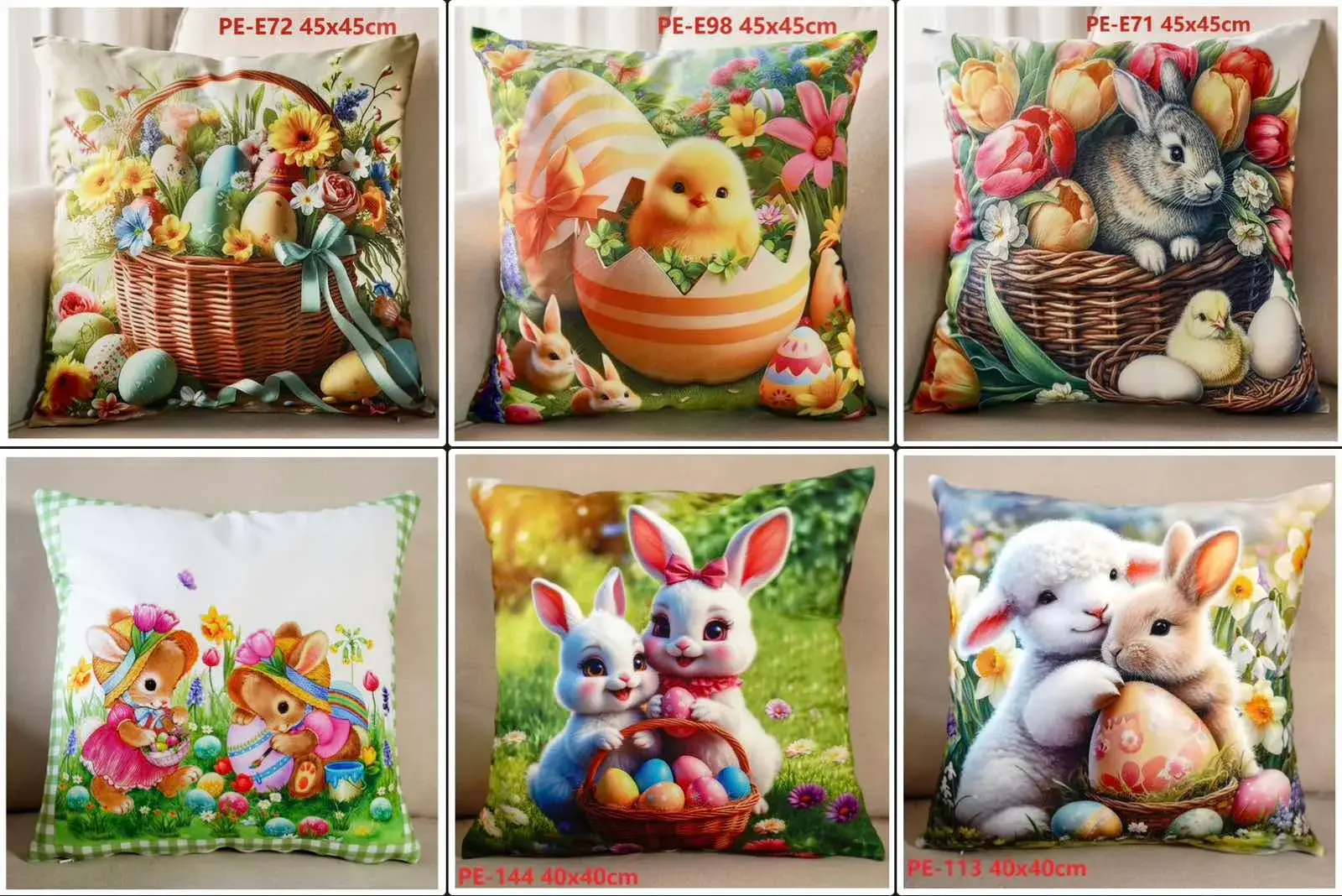 Poszewki Dwustronne Wielkanocne 45x45 cm, w wielu kolorach – wzór 3