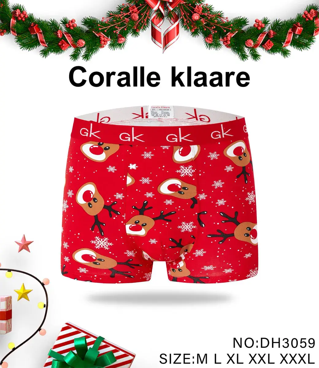 Bokserki męskie czerwone z reniferem Coralle klaare