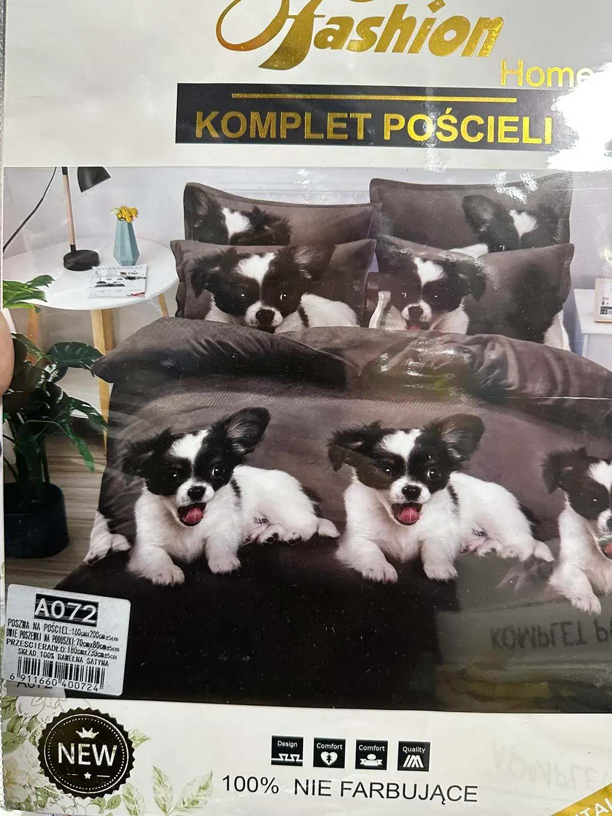 Komplet Pościeli 4CZ 160/200 Pieski 100% Nie Farbowane