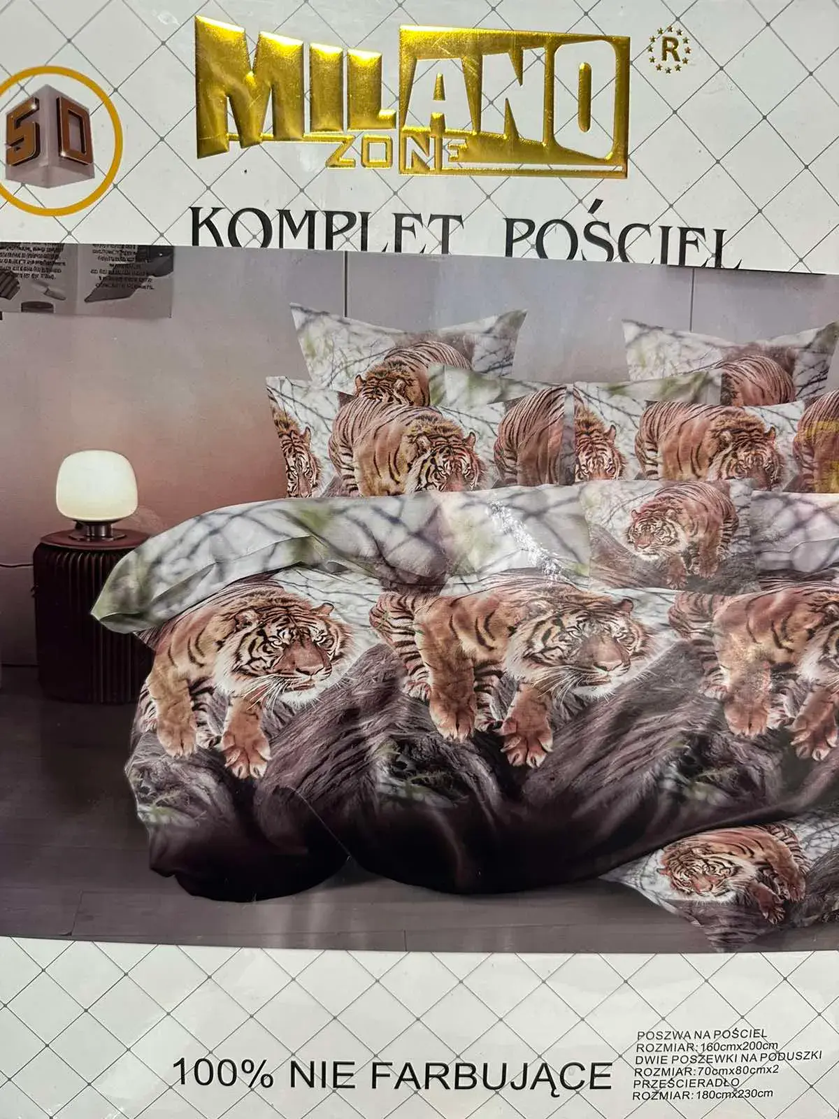 Komplet Pościel 4CZ 160/200 Milano z Tygrysem