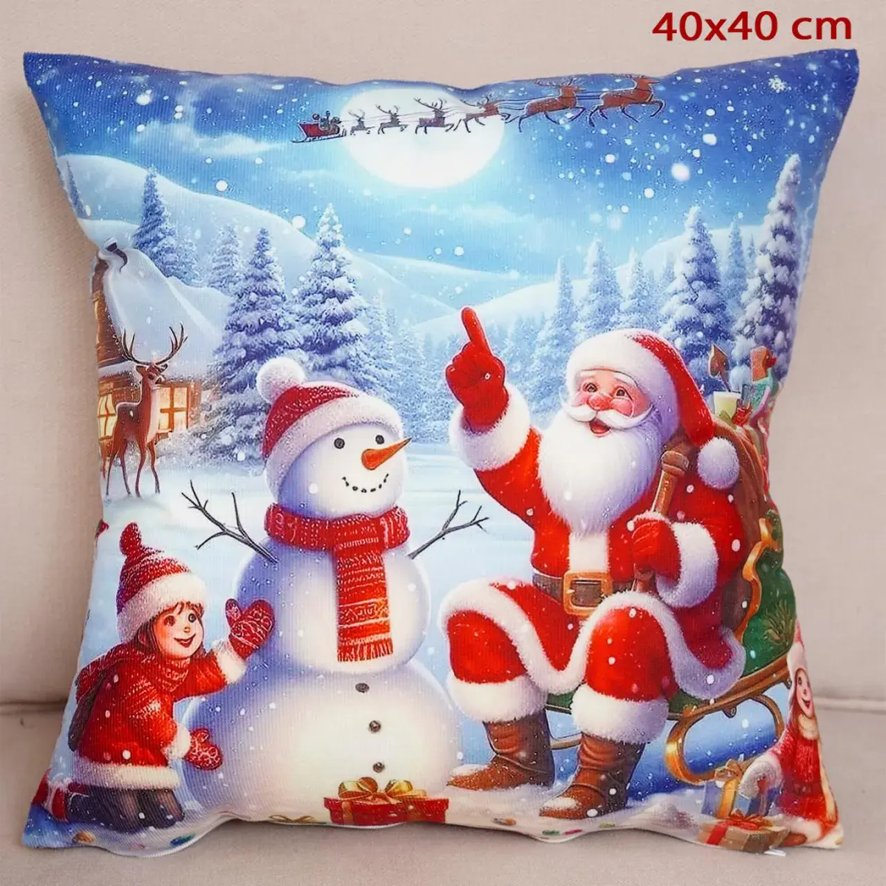 Poszewki 40x40 cm świąteczne ze Świętym Mikołajem – wzór 2