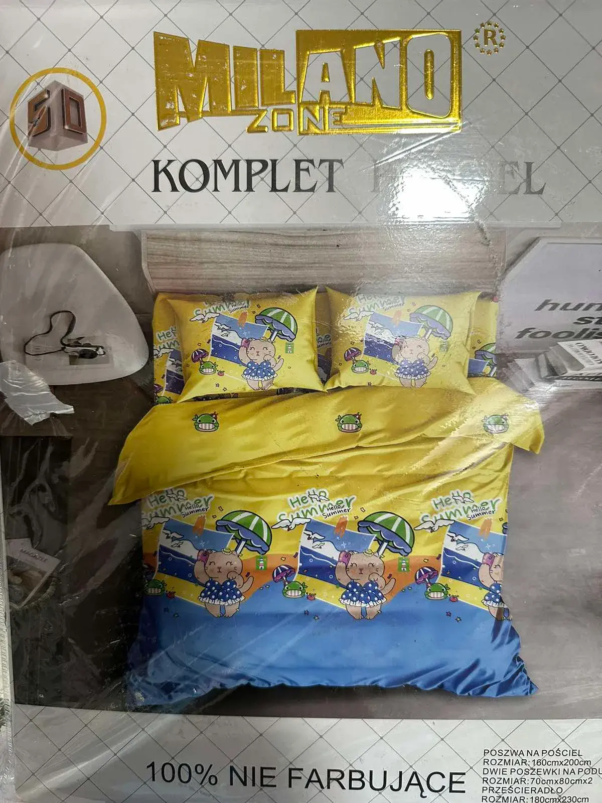 Komplet Pościel 4CZ Milano 160/200 Żółty z Króliczkiem