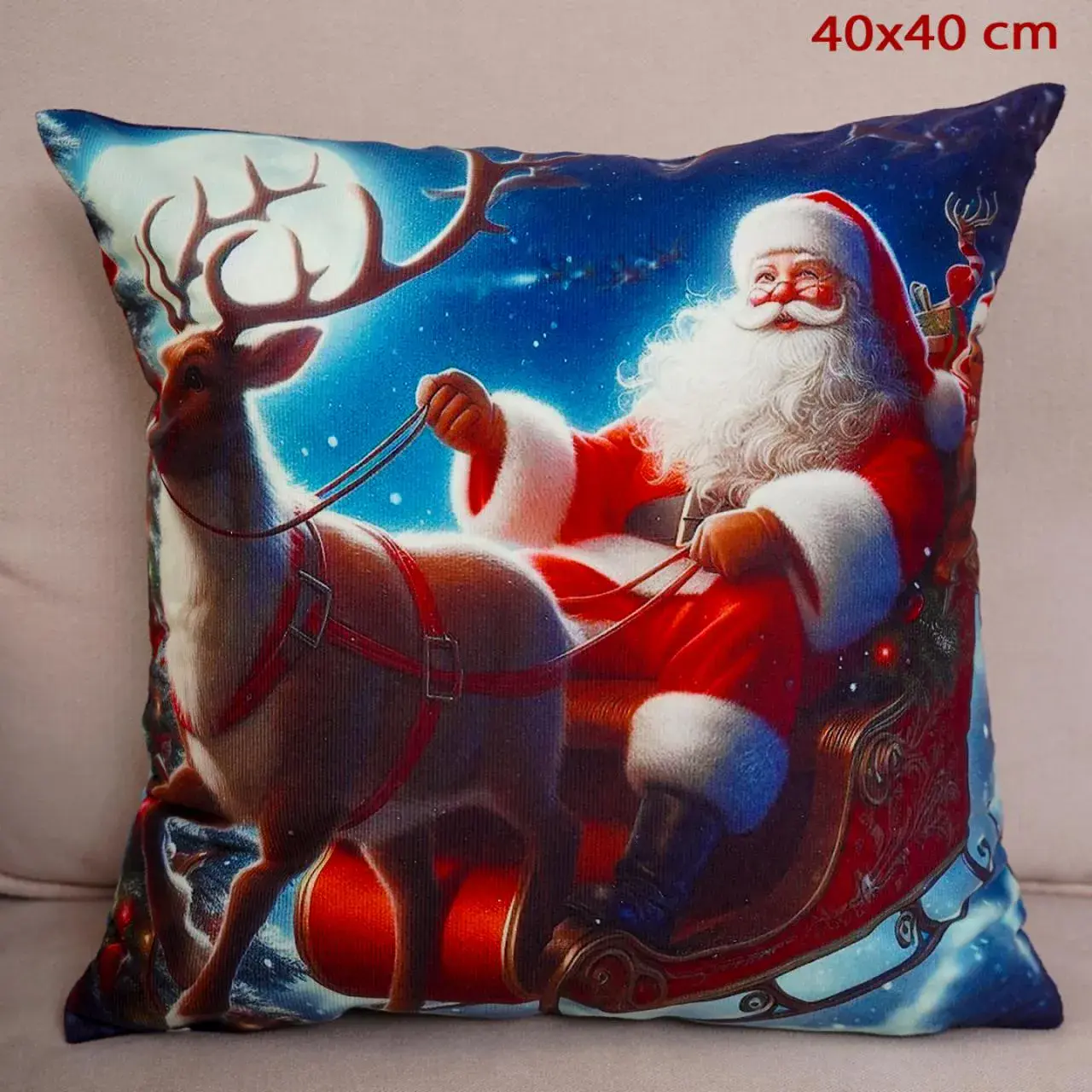 Poszewki 40x40 cm świąteczne ze Świętym Mikołajem, w wielu kolorach – wzór 2
