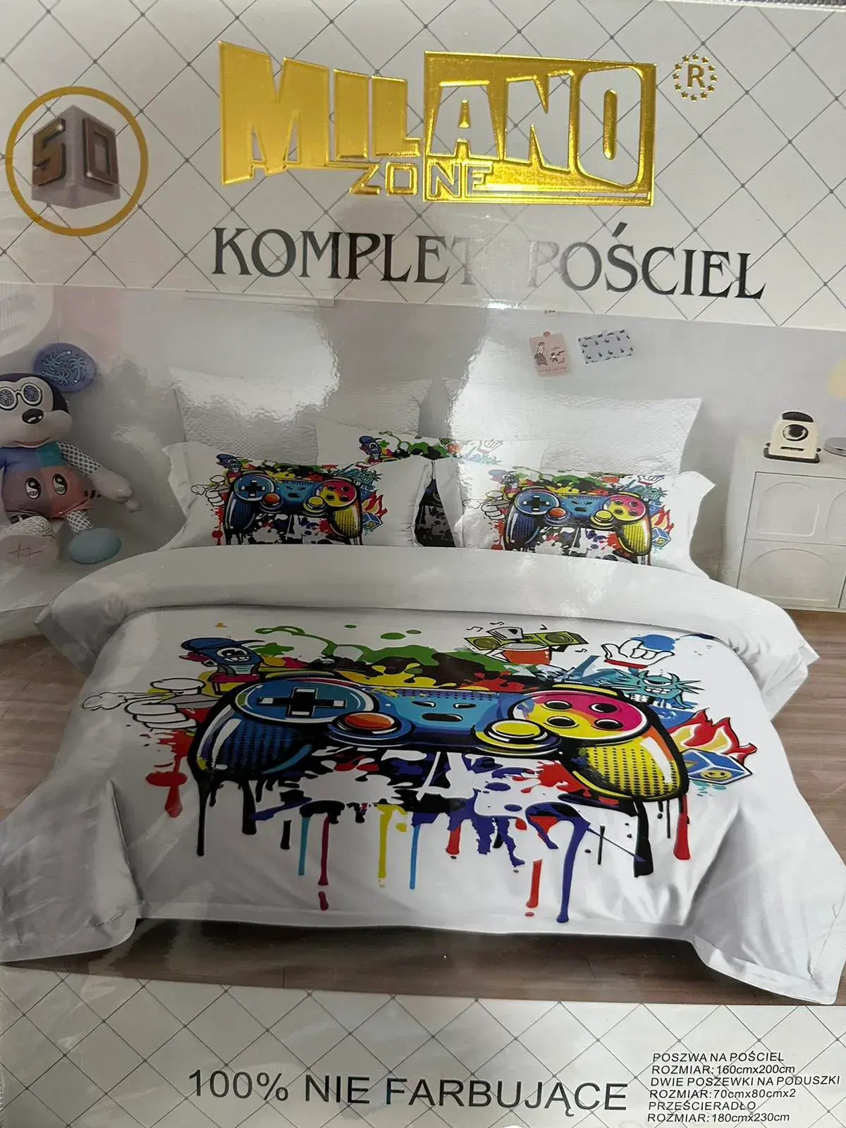 Komplet Pościel 4CZ 160/200 Milano kolorowy gaming