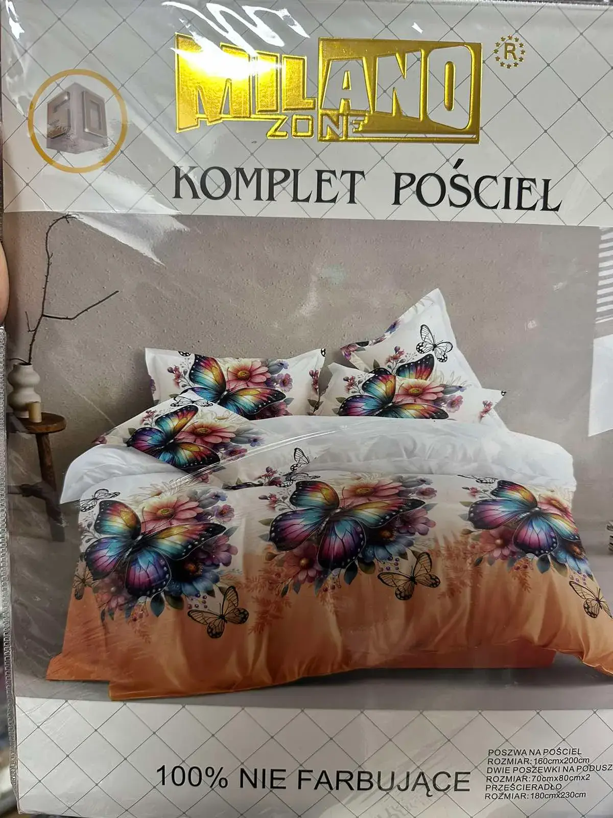Komplet Pościel 4CZ 160/200 Milano Zono Motyw Motyli