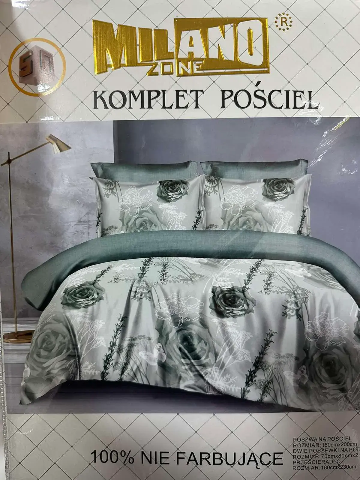 Komplet Pościel 4cz Milano 160/200 Róża Szara