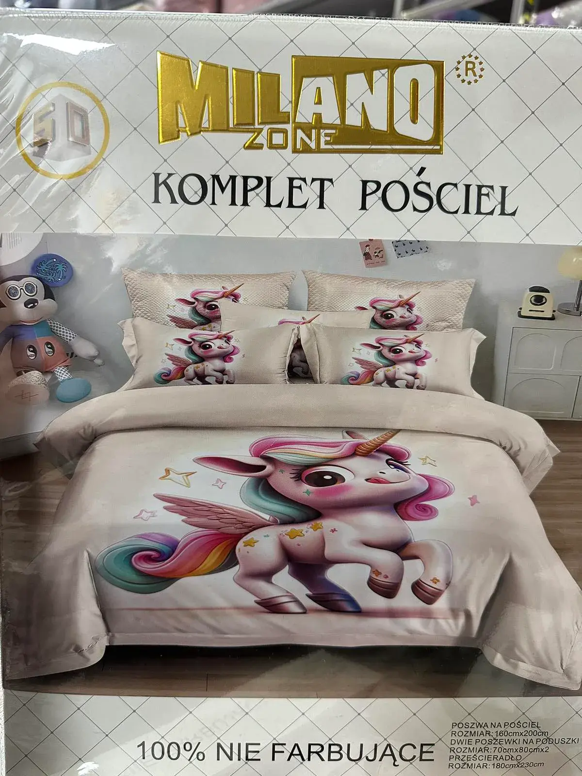 Komplet Pościel 4CZ 160/200 Milano z Jednorożcem