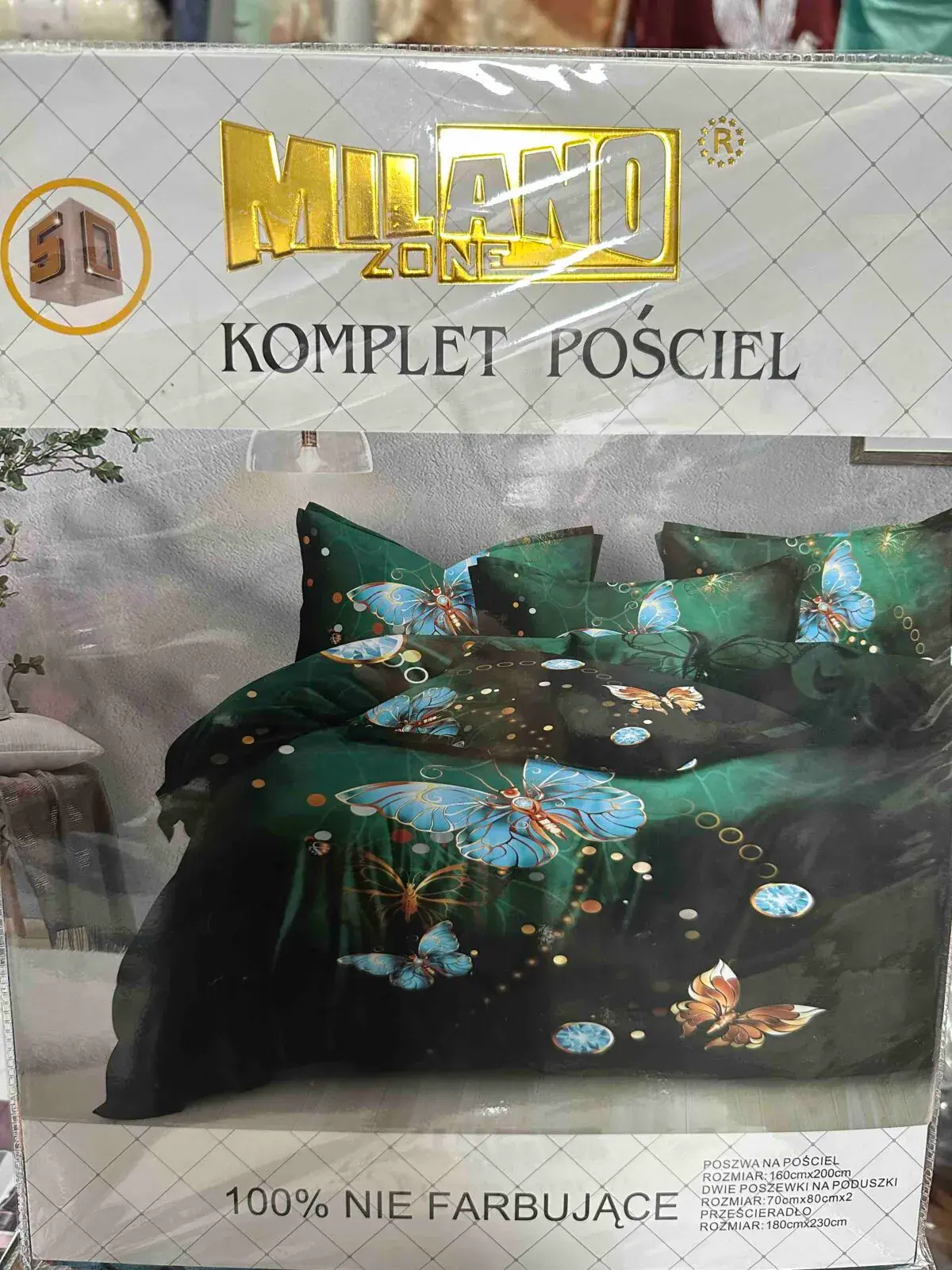 Komplet Pościel 4CZ 160/200 Milano Zone Zielony Motyl