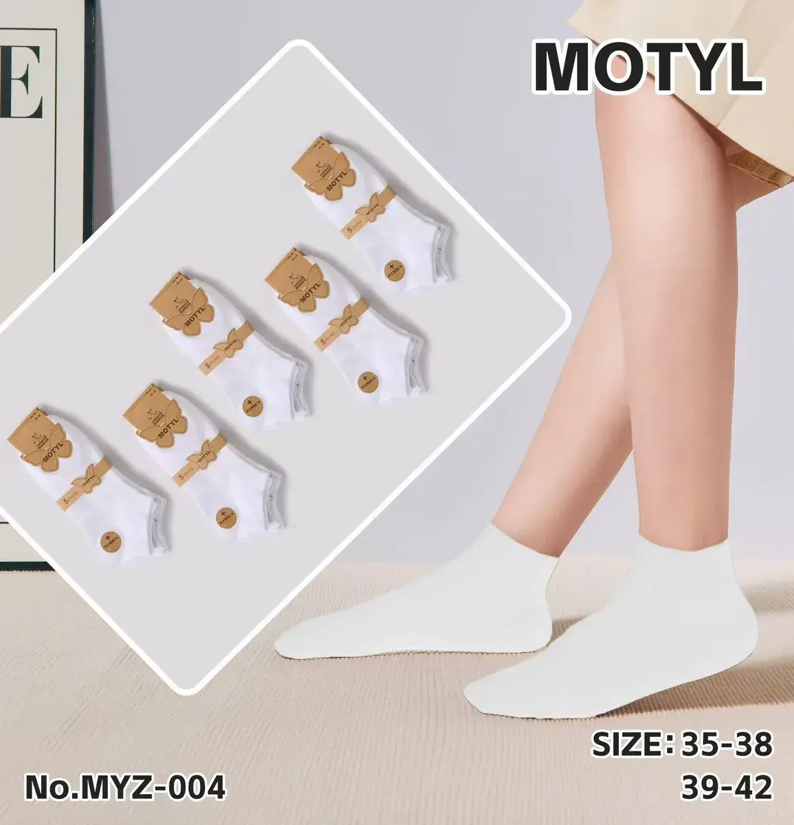 Motyl Skarpetki damskie białe rozmiar 35-38