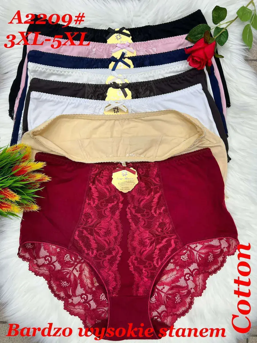 Majtki damskie wysokie z koronką 3XL-5XL mix kolorów