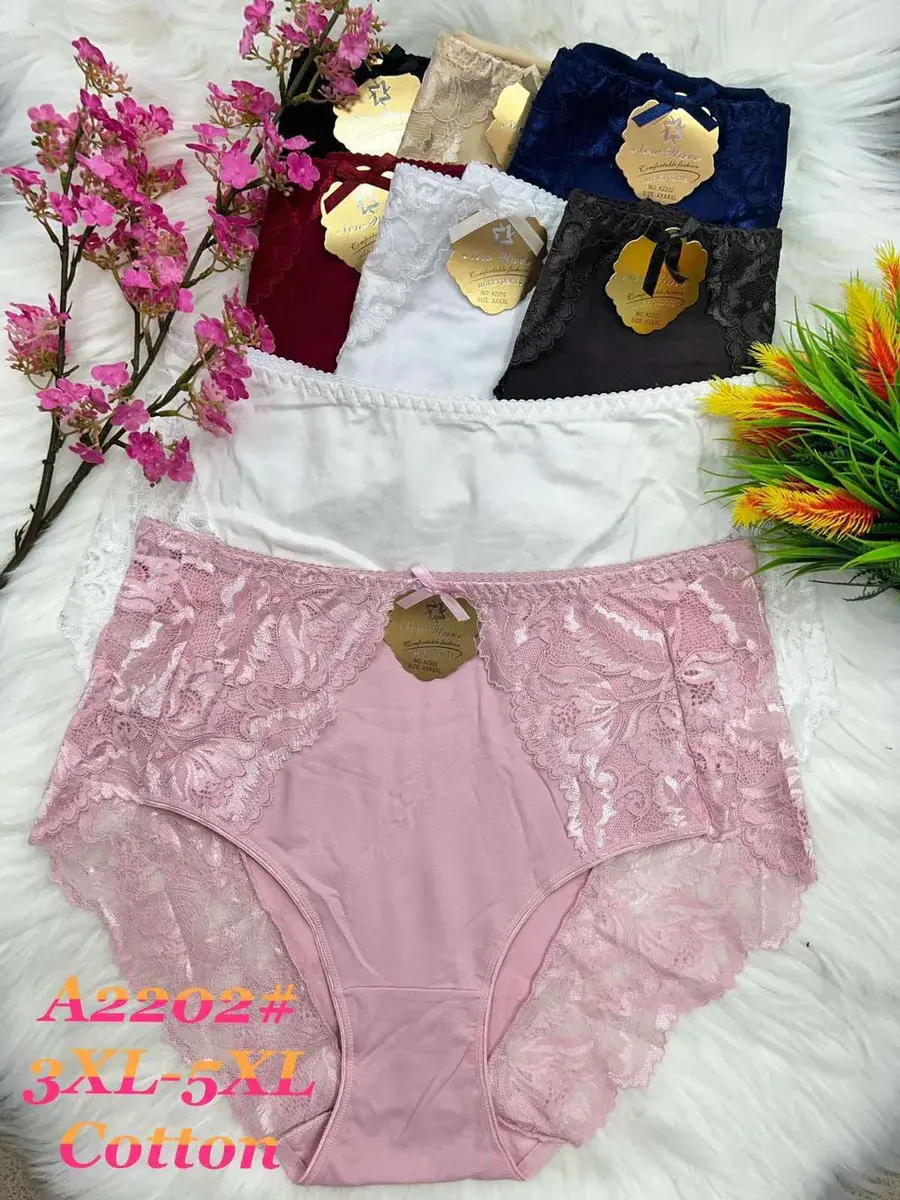 Majtki damskie bawełniane z koronką 3XL-5XL mix kolorów – wzór 3