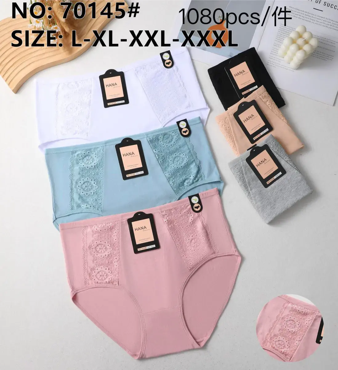 Majtki damskie HANA z koronką L-XXXL pastelowe kolory, w wielu kolorach