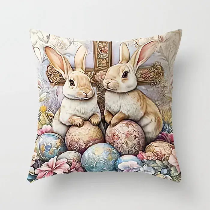 Poszewka Wielkanocna z Zającami 40x40 cm, w wielu kolorach