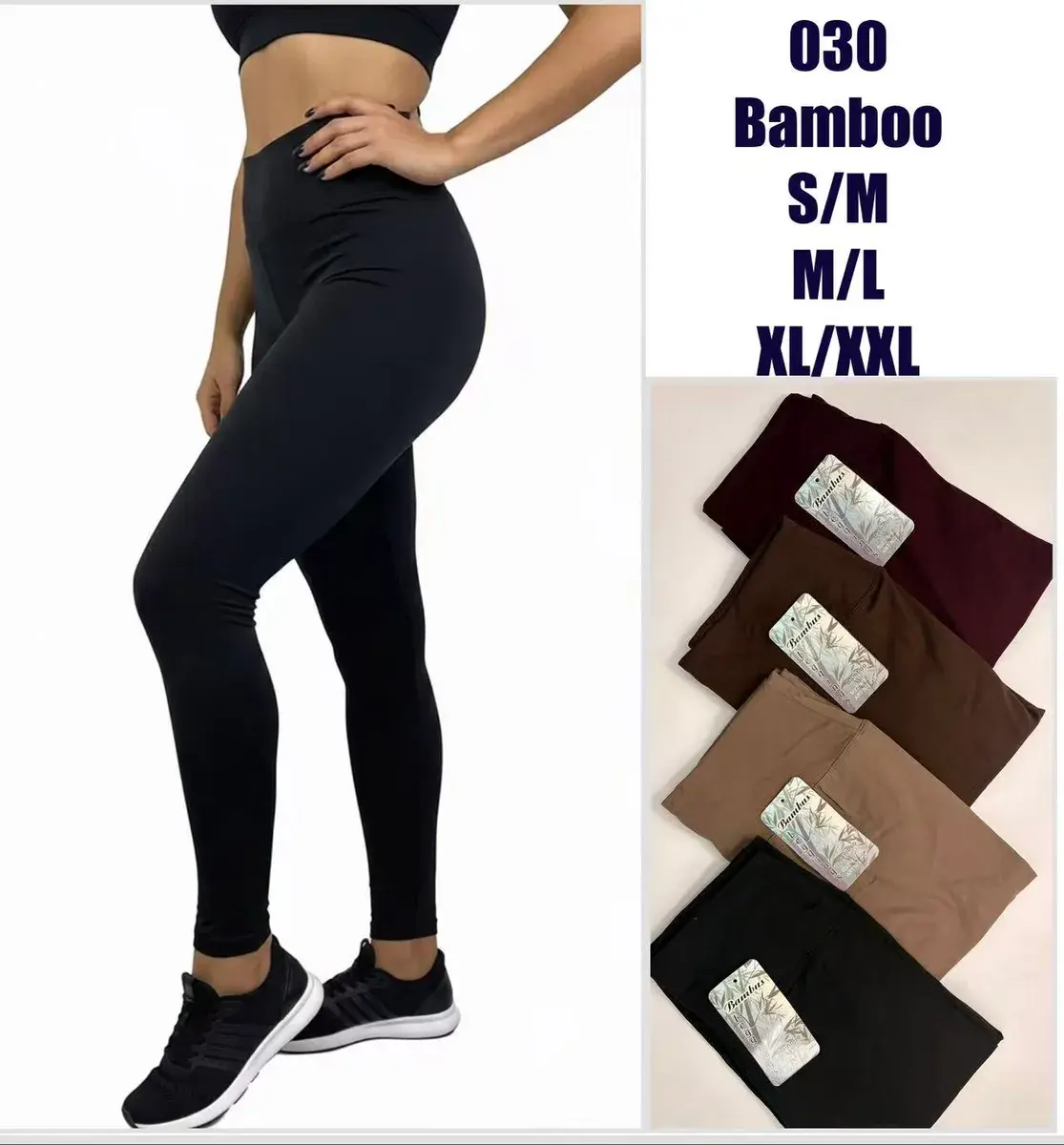 Legginsy Bamboo czarne S/M M/L XL/XXL elastyczne