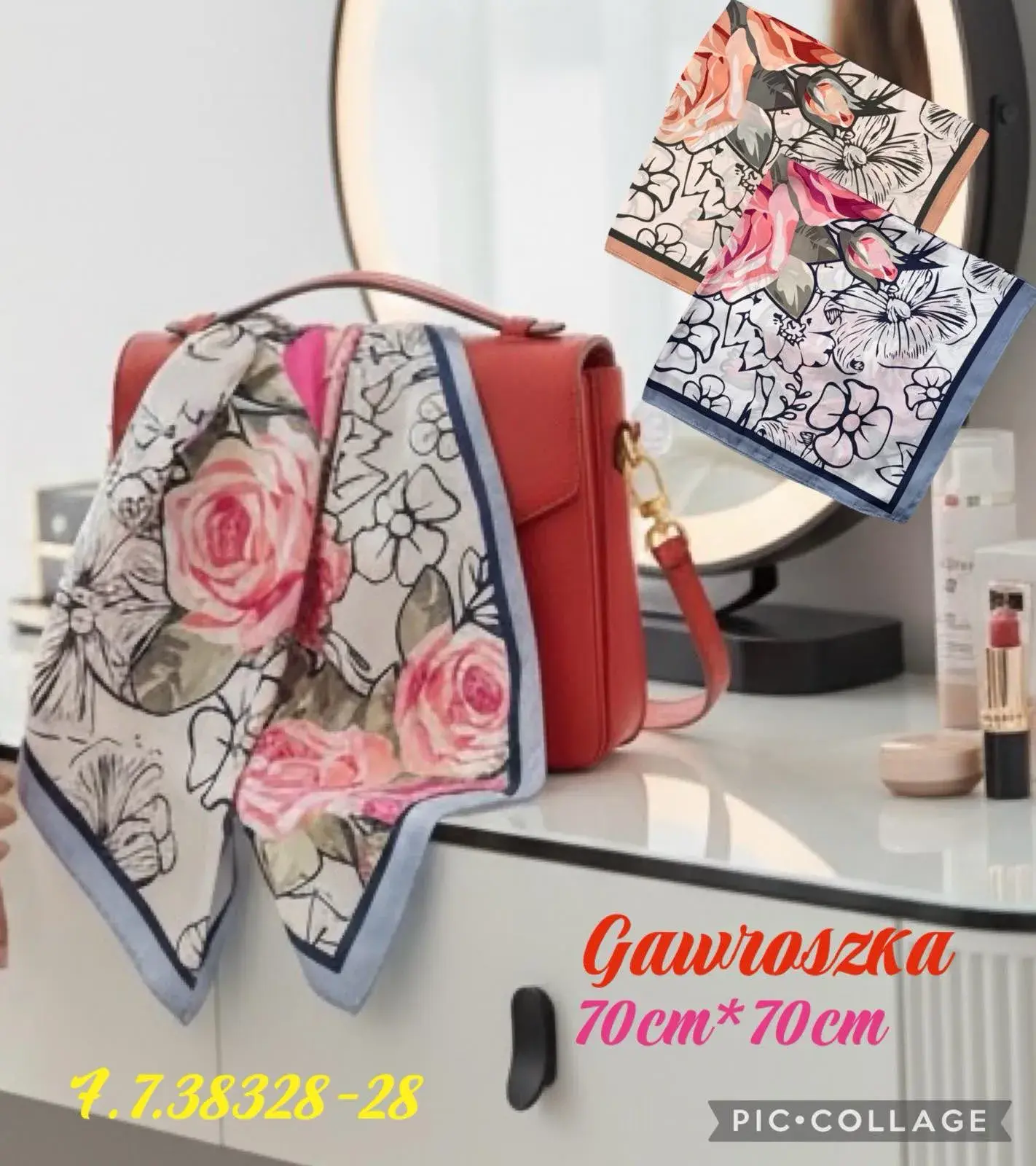Chusta Damska Kwiatowa 70x70cm Gawroszka