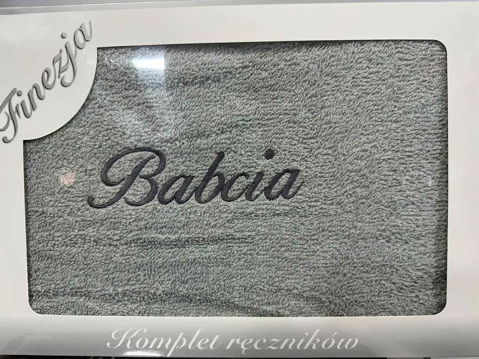 Ręczniki Bawełniane na Dzień Babci & Dziadka 70/140, kolor szary – wzór 2