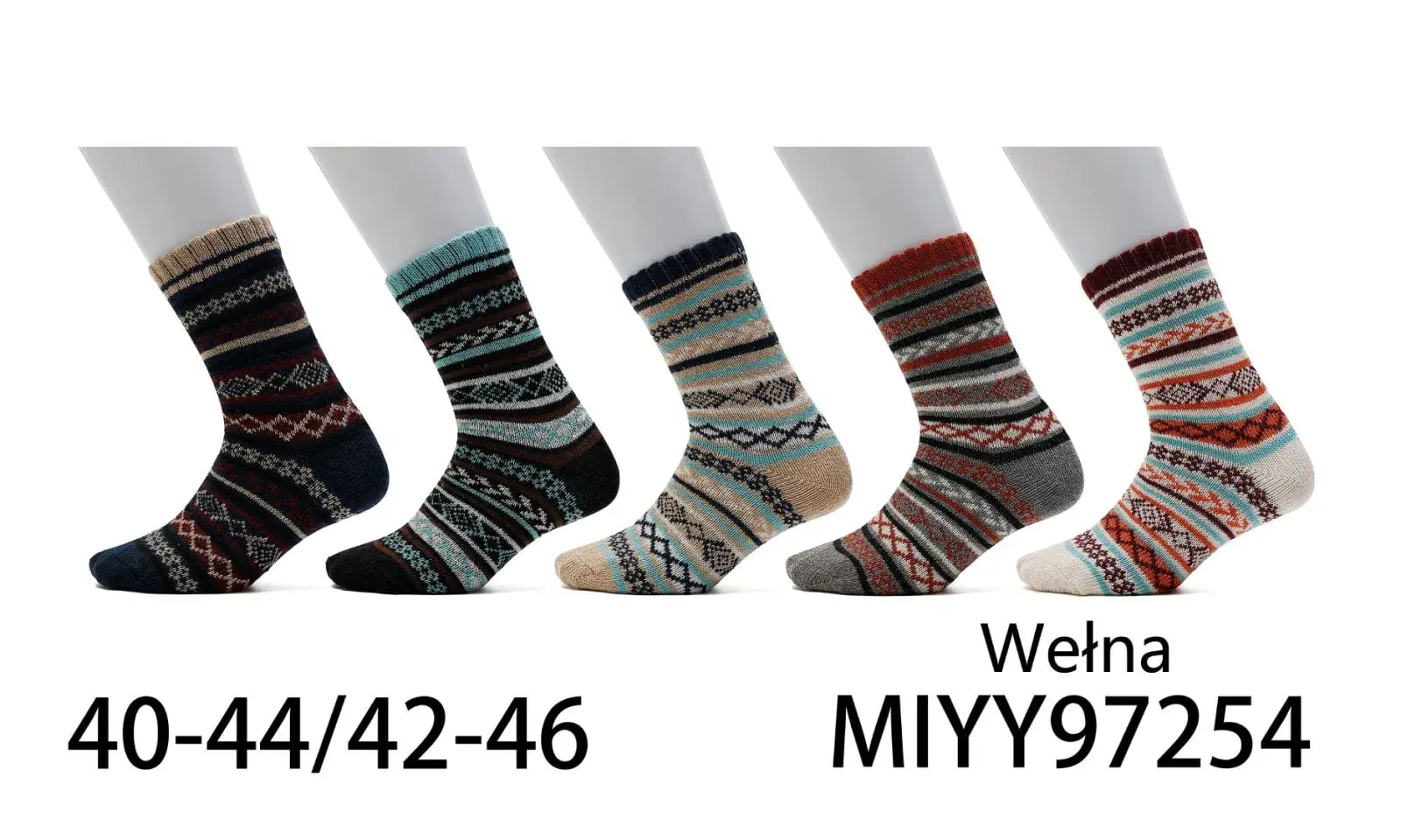 Skarpetki męskie wełniane wzorzyste 40-44/42-46 MIYY97254