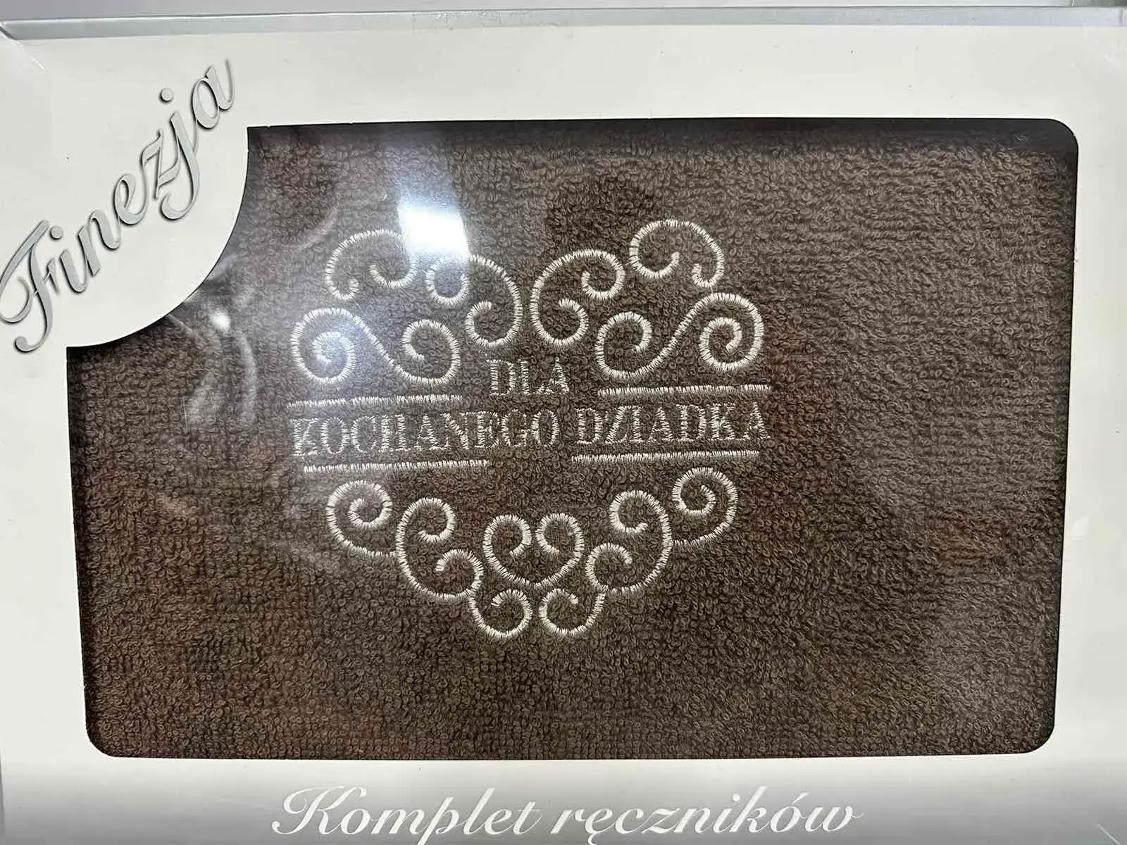 Ręczniki Bawełniane Finezja na Dzień Babci & Dziadka 70/140, kolor brązowy
