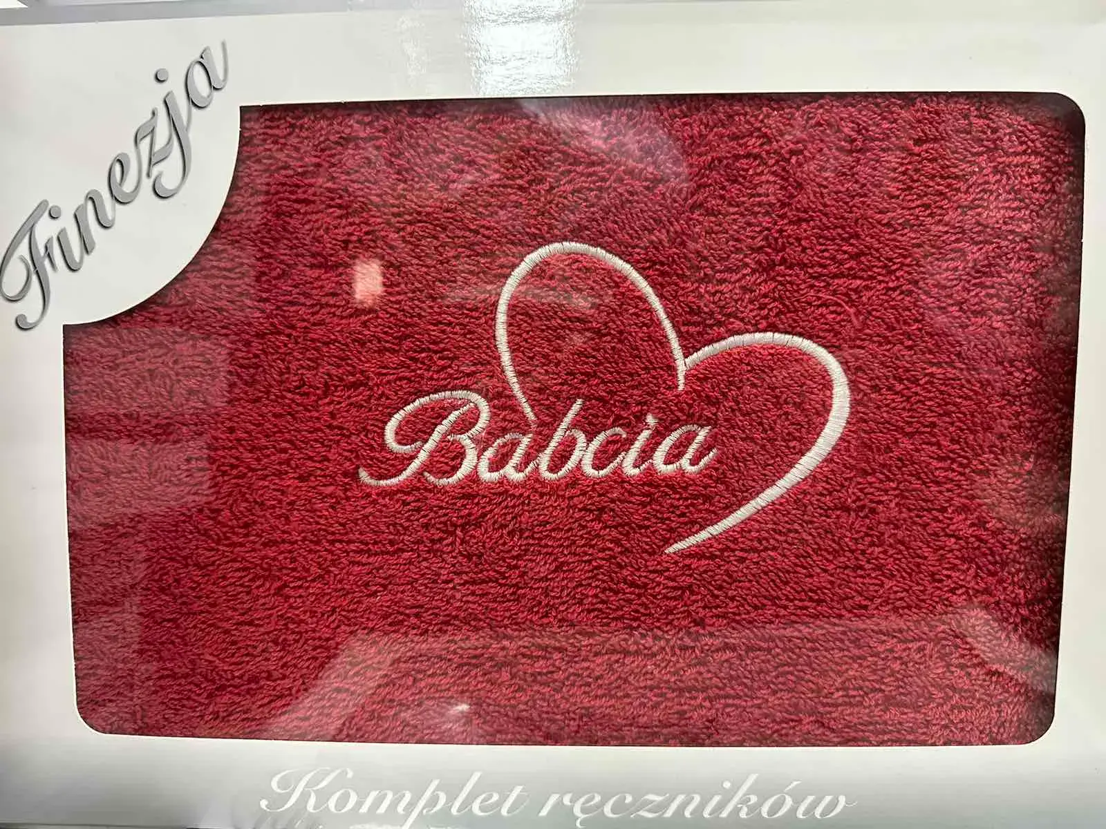 Ręczniki Bawełniane Finezja na Dzień Babci 70/140, kolor czerwony