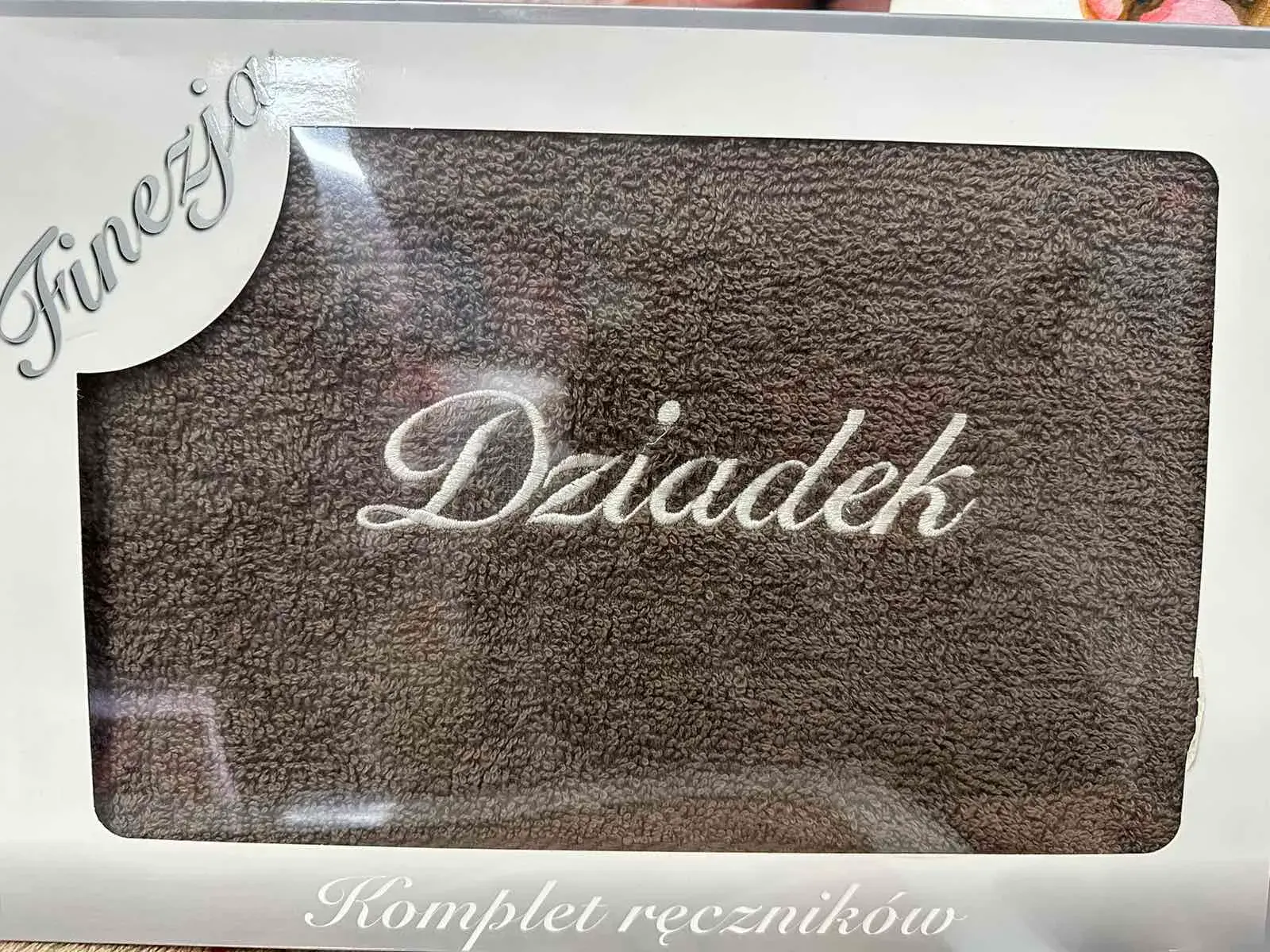 Ręczniki Bawełniane na Dzień Babci & Dziadka 70/140, kolor szary – wzór 3