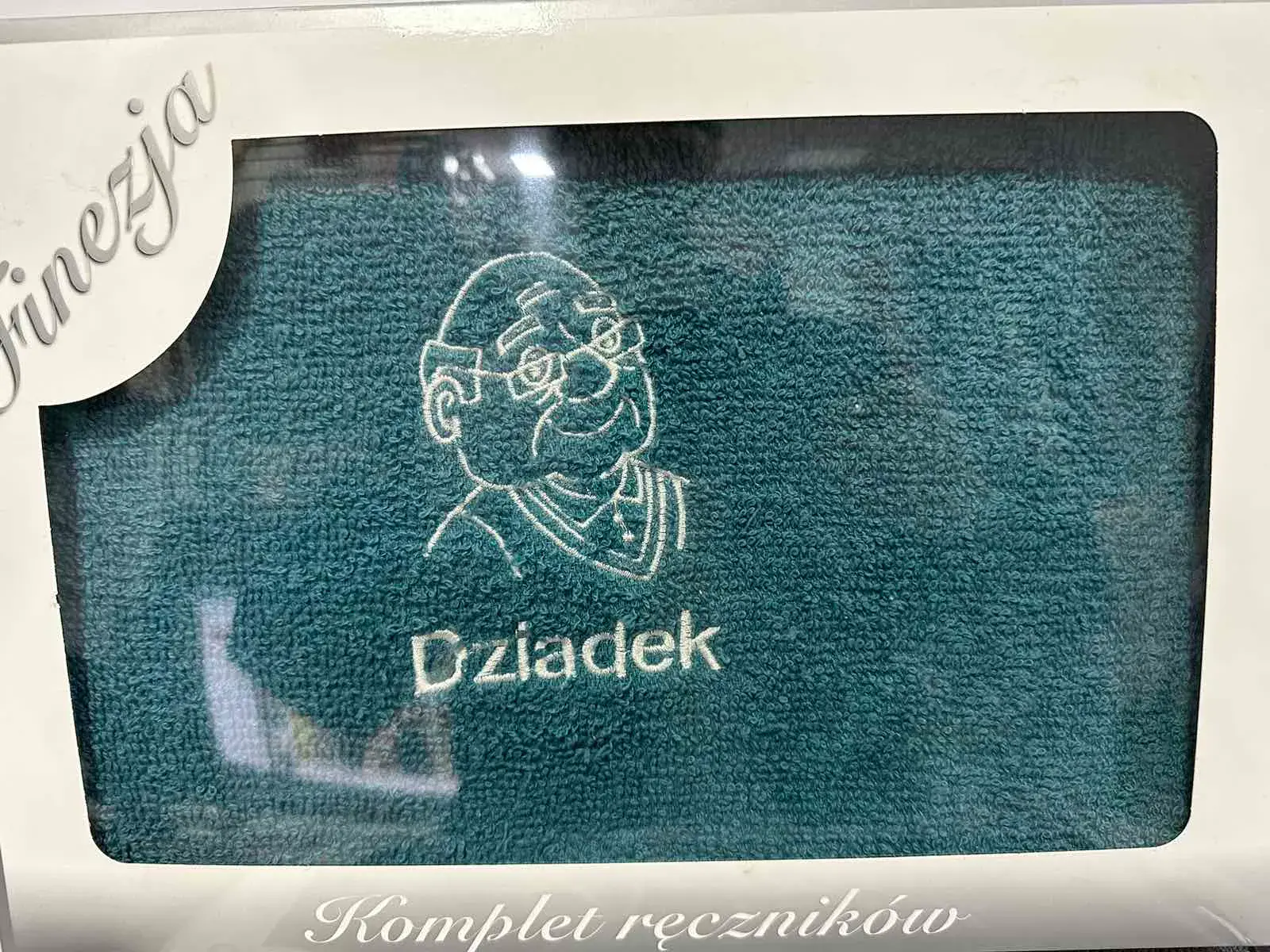 Ręczniki Bawełniane na Dzień Babci & Dziadka 70/140, kolor turkusowy – wzór 2