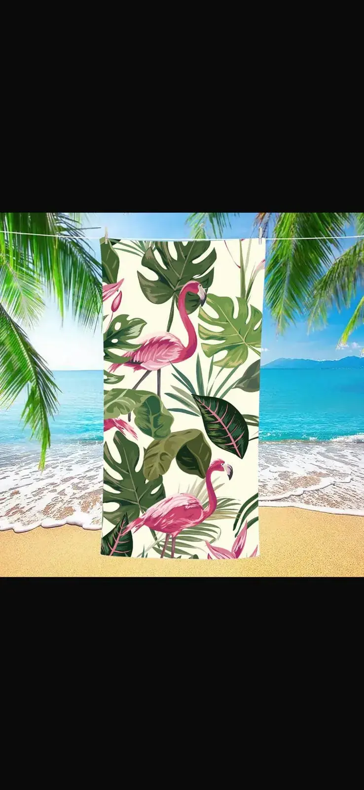 Ręcznik Plażowy 70/140 z Flamingami i Liśćmi